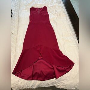 Alice + Olivia Wine-Red High-Low Mermaid Dress